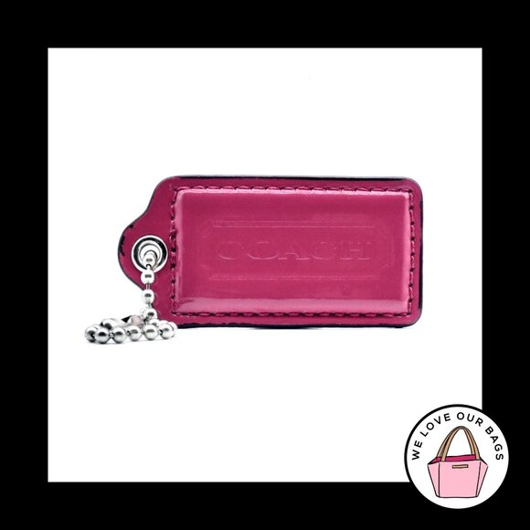 2.5" Large COACH Pink Patent Leather Nickel Key Fob Bag Charm Keychain Hang Tag - Picture 1 of 1